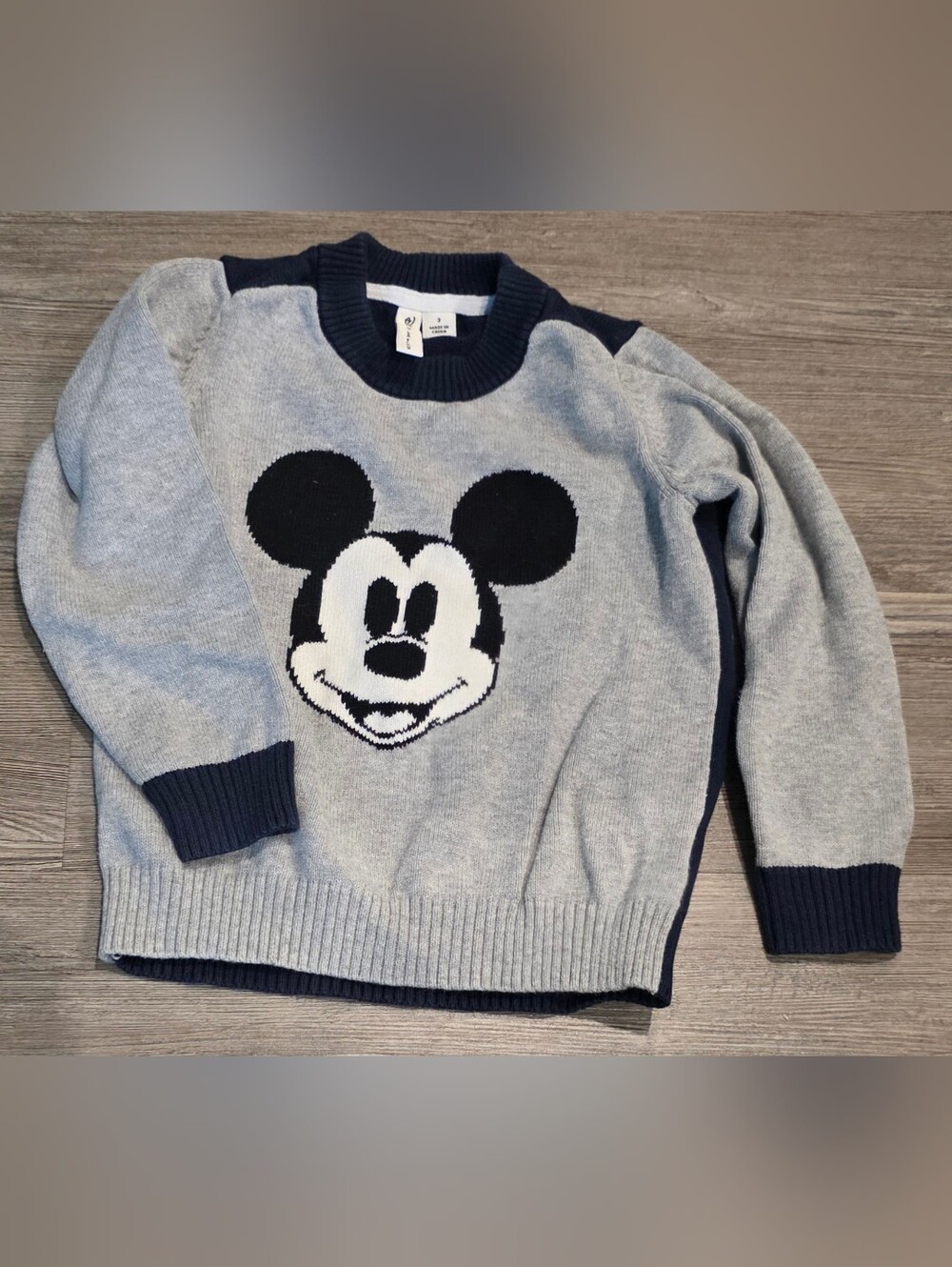 Disney Janie and Jack Mickey Mouse Sweater Size 3 Gray & Blue